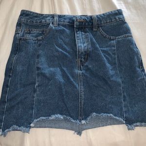 Step-Hem Denim Skirt